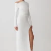 Thalyn crêpe maxi-jurk met split – wit