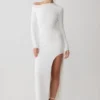 Thalyn crêpe maxi-jurk met split – wit