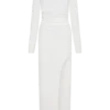 Thalyn crêpe maxi-jurk met split – wit