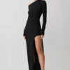 Thalyn crêpe maxi-jurk met split – zwart Thalyn crêpe maxi-jurk met split – zwart