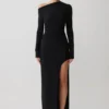 Thalyn crêpe maxi-jurk met split – zwart Thalyn crêpe maxi-jurk met split – zwart