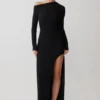 Thalyn crêpe maxi-jurk met split – zwart Thalyn crêpe maxi-jurk met split – zwart