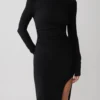 Thalyn crêpe maxi-jurk met split – zwart Thalyn crêpe maxi-jurk met split – zwart