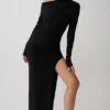Thalyn crêpe maxi-jurk met split – zwart Thalyn crêpe maxi-jurk met split – zwart