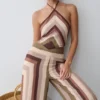 Thea haltertop van chiffon zonder mouwen – Multi Stripe Thea haltertop van chiffon zonder mouwen – Multi Stripe