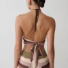 Thea haltertop van chiffon zonder mouwen – Multi Stripe Thea haltertop van chiffon zonder mouwen – Multi Stripe