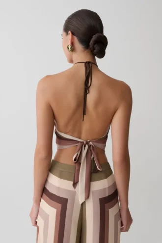 Thea haltertop van chiffon zonder mouwen – Multi Stripe