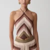 Thea haltertop van chiffon zonder mouwen – Multi Stripe Thea haltertop van chiffon zonder mouwen – Multi Stripe