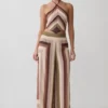 Thea haltertop van chiffon zonder mouwen – Multi Stripe Thea haltertop van chiffon zonder mouwen – Multi Stripe