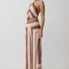 Thea haltertop van chiffon zonder mouwen – Multi Stripe Thea haltertop van chiffon zonder mouwen – Multi Stripe