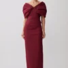 Thelma Bardot maxi-jurk – wijnrood Thelma Bardot maxi-jurk – wijnrood