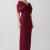 Thelma Bardot maxi-jurk – wijnrood Thelma Bardot maxi-jurk – wijnrood