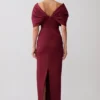 Thelma Bardot maxi-jurk – wijnrood Thelma Bardot maxi-jurk – wijnrood