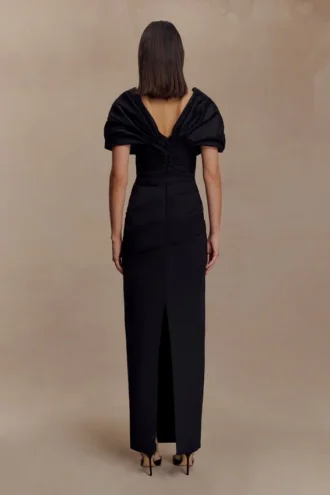Thelma Bardot maxi-jurk – Zwart