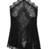 Theodosia asymmetrische haltertop met kant – Zwart Theodosia asymmetrische haltertop met kant – Zwart