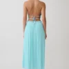 Thien halter midi-jurk met capuchon – Blauw Thien halter midi-jurk met capuchon – Blauw