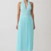Thien halter midi-jurk met capuchon – Blauw Thien halter midi-jurk met capuchon – Blauw