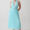 Thien halter midi-jurk met capuchon – Blauw Thien halter midi-jurk met capuchon – Blauw