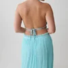 Thien halter midi-jurk met capuchon – Blauw Thien halter midi-jurk met capuchon – Blauw