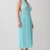 Thien halter midi-jurk met capuchon – Blauw Thien halter midi-jurk met capuchon – Blauw