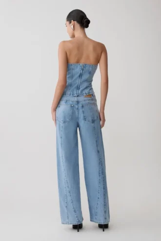 Tommy strapless Denim Top met gesp – Classic Blue