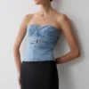 Tommy strapless Denim Top met gesp – Classic Blue Tommy strapless Denim Top met gesp – Classic Blue