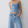 Tommy strapless Denim Top met gesp – Classic Blue Tommy strapless Denim Top met gesp – Classic Blue