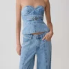 Tommy strapless Denim Top met gesp – Classic Blue Tommy strapless Denim Top met gesp – Classic Blue