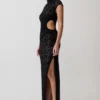 Trinh maxi-jurk met één schouder – Zwart