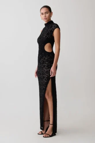Trinh maxi-jurk met één schouder – Zwart