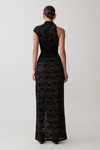 Trinh maxi-jurk met één schouder – Zwart
