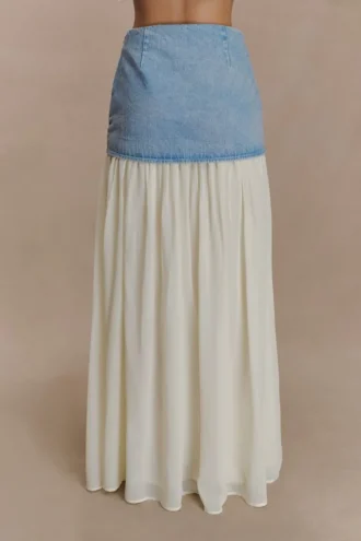 Tully Chiffon Denim Maxi-rok – 80’s Blue