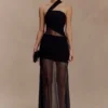 Vashti maxi-jurk met mesh-uitsnijdingen – Zwart Vashti maxi-jurk met mesh-uitsnijdingen – Zwart