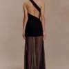 Vashti maxi-jurk met mesh-uitsnijdingen – Zwart Vashti maxi-jurk met mesh-uitsnijdingen – Zwart