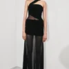 Vashti maxi-jurk met mesh-uitsnijdingen – Zwart Vashti maxi-jurk met mesh-uitsnijdingen – Zwart