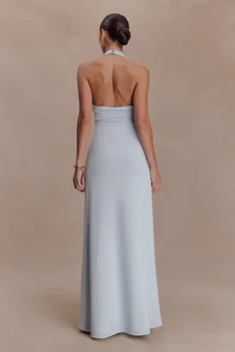 Veda Slinky halter maxi-jurk – lichtblauw