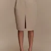 Vera Twill midi-rok met split aan de voorkant – Camel Vera Twill midi-rok met split aan de voorkant – Camel