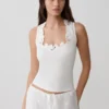 Vianna Broderie geribbelde tanktop – ivoor Vianna Broderie geribbelde tanktop – ivoor