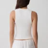 Vianna Broderie geribbelde tanktop – ivoor Vianna Broderie geribbelde tanktop – ivoor