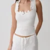Vianna Broderie geribbelde tanktop – ivoor Vianna Broderie geribbelde tanktop – ivoor