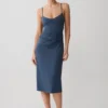 Vina gerimpelde jersey midi-jurk – inktblauw Vina gerimpelde jersey midi-jurk – inktblauw