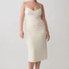 Vina gerimpelde jersey midi-jurk – ivoor