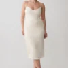 Vina gerimpelde jersey midi-jurk – ivoor