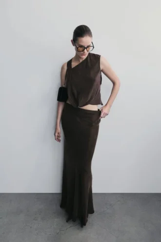 Violeta maxi-rok – donkere chocoladebruin