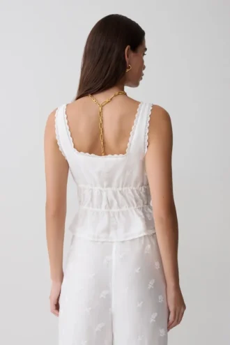 Vivian geborduurde mouwloze top – wit