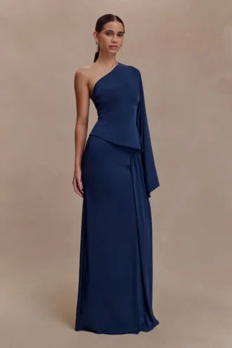 Vivica Slinky gerimpelde maxi-rok – Midnight Navy