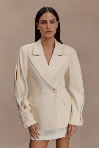 Wesley gestructureerde blazer – Buttercream