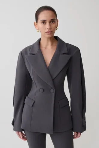 Wesley gestructureerde blazer – Charcoal Shadow