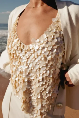Willow Mother Of Pearl haltertop – Pearl