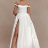 Willow off-shoulder satijnen maxi-jurk – Wit Willow off-shoulder satijnen maxi-jurk – Wit
